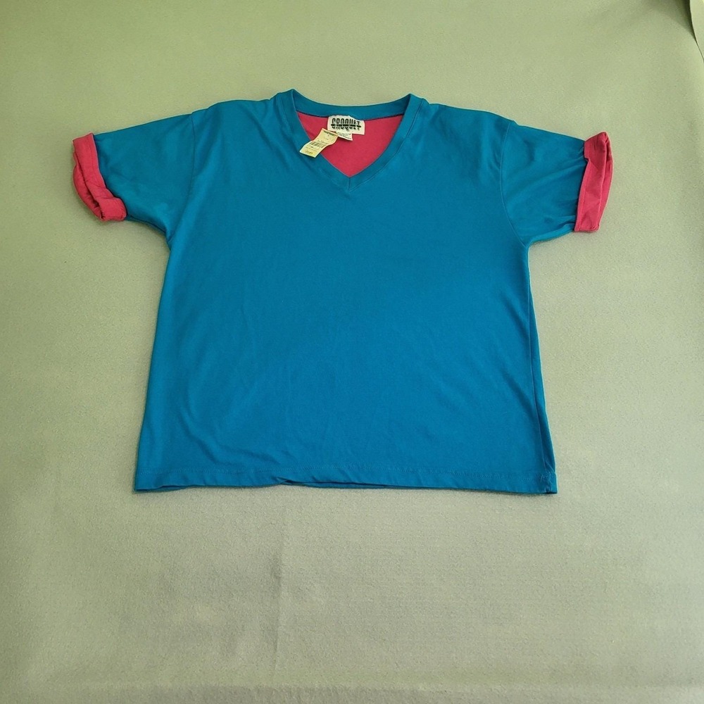 VTG Croquet Club Colorblock Flip Contrasting Sleeve T-Shirt Women's L New NOS